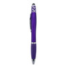 A purple Spinner Fidget Pen with a stylus tip, featuring a decorative design and a silver accent.