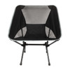 A Marlin Folding Chair featuring a black mesh seat and grey accents, supported by a sturdy black frame.