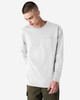 A light grey long-sleeve T-shirt with a single chest pocket, featuring a brand logo on the shirt.