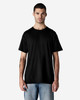 A plain black Gildan Light Cotton T-Shirt displayed on a model, featuring a round neck and short sleeves.