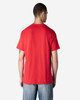 A red Gildan Light Cotton T-Shirt is displayed from the back, worn by a person in casual jeans.