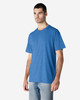 A blue Gildan Light Cotton T-Shirt displayed on a male model, featuring a logo on the shirt.