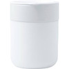 A ceramic tumbler in white with a silicone wrap, featuring a lid and a smooth, glossy finish.
