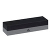 A sleek, rectangular black and grey box with a logo on the front.