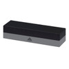 A black and grey box with a sleek design, featuring a logo on one side.