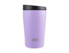 A drink bottle in a light purple colour with a black lid and a logo on the side.