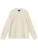 A unisex airlayered CVC crew neck sweater in cream with long sleeves and a casual fit. Features a logo tag.