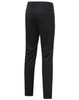 A pair of black ladies' chino pants featuring a slim fit and a flexible waistband, with a logo on the back.