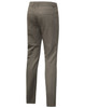 A pair of ladies' flexi chino pants in a khaki colour, viewed from the back. The pants feature a subtle branding logo.