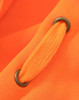 An orange fabric detail featuring a metal eyelet and a braided drawstring.