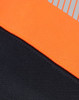 A Hi-Vis two-tone safety hoodie featuring segmented reflective tape in fluorescent orange and black. It has a logo.