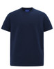 A navy blue men's premium cotton short-sleeve T-shirt, featuring a simple design and logo.
