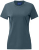 A premium cotton short-sleeve tee shirt in a teal colour, featuring a plain design and a logo on the label.