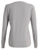 A grey premium cotton long-sleeve ladies' tee shirt with a simple design and a subtle logo.