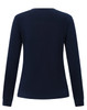 A navy long-sleeve tee shirt for ladies, featuring a round neck and fitted design. The back view is shown.