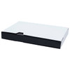 A flat black and white box with a sliding cover. The box is rectangular and has a sleek design.