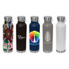 A drink bottle collection featuring various designs and colours, including patterns, dark brown, navy blue, grey, and white.