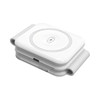 A white wireless charging kit with a magnetic design, featuring a circular charging pad and a compact foldable structure.