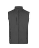 A grey men's vest with a high collar, featuring zippered pockets and a logo. Suitable for workwear.