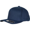 A navy blue FLEXFIT® 110 cap featuring a rounded crown and a curved brim. The cap has a logo on the side.