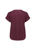 A women's short sleeve blouse in a deep burgundy colour, featuring rolled sleeves and a relaxed fit.