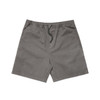 A pair of faded grey shorts featuring an elastic waistband and drawstring. The fabric appears lightweight and casual.