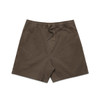 Faded walk shorts in a muted brown hue, featuring an elastic waistband and a drawstring. Includes a logo detail.