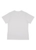 A white women's short sleeve tee with a simple, clean design and no visible branding on the back.