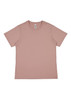 A short sleeve tee in a soft mauve colour with a label and no visible graphics.