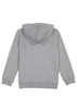 A grey Kids Basis Hoodie featuring a spacious hood and long sleeves, with ribbed cuffs and hem.