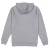 A grey hoodie with a hood and long sleeves, featuring a plain back and fitted cuffs.