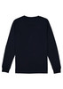A long sleeve tee in navy blue with a plain back design and fitted cuffs. Features a small logo on the label.