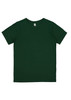 A green short sleeve T-shirt featuring a tag and no visible logos.