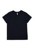 A navy women's short sleeve tee with a simple design and a logo on the label.
