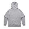 A grey hoodie with a hood and long sleeves, featuring a plain back design and fitted cuffs.