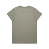 A faded olive green T-shirt featuring a simple design and a logo. Back view shown.