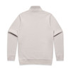 A light grey half zip crew jumper with long sleeves and a high collar. It features a logo on the back.