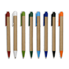 A collection of eight paper pens in various colours: red, white, green, blue, dark blue, black, orange, and green.