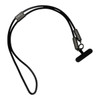 A black charging lanyard with two grey ends, featuring a logo at the top.