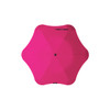 A pink BLUNT Metro Umbrella with a unique shape and a central button for opening and closing.