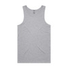 A grey singlet with a simple design and a logo at the neckline.