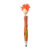 A Mop Head Pen with Stylus featuring an orange body and bright orange mop-like top. Includes a branding logo.