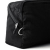 A black packing cube featuring a mesh panel and zip closure, designed for lightweight organisation.