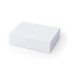 A large white magnetic gift box with a simple design and a smooth surface. It features a branding logo.