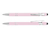 A pink stylus pen with silver accents and a clip, featuring a sleek and modern design.