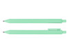 A mint green ballpoint pen with a smooth barrel and a clip, featuring a sleek design.