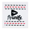 A square ceramic coaster featuring a pattern of planes in red and black, with a logo in the centre.