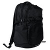 A black computer backpack with multiple compartments and adjustable straps, featuring a logo on the front.