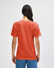 A back view of an orange American Apparel Tri-Blend T-shirt, featuring short sleeves and a casual fit.