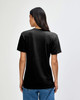 A black American Apparel tri-blend T-shirt viewed from the back, featuring a casual fit and soft fabric.
